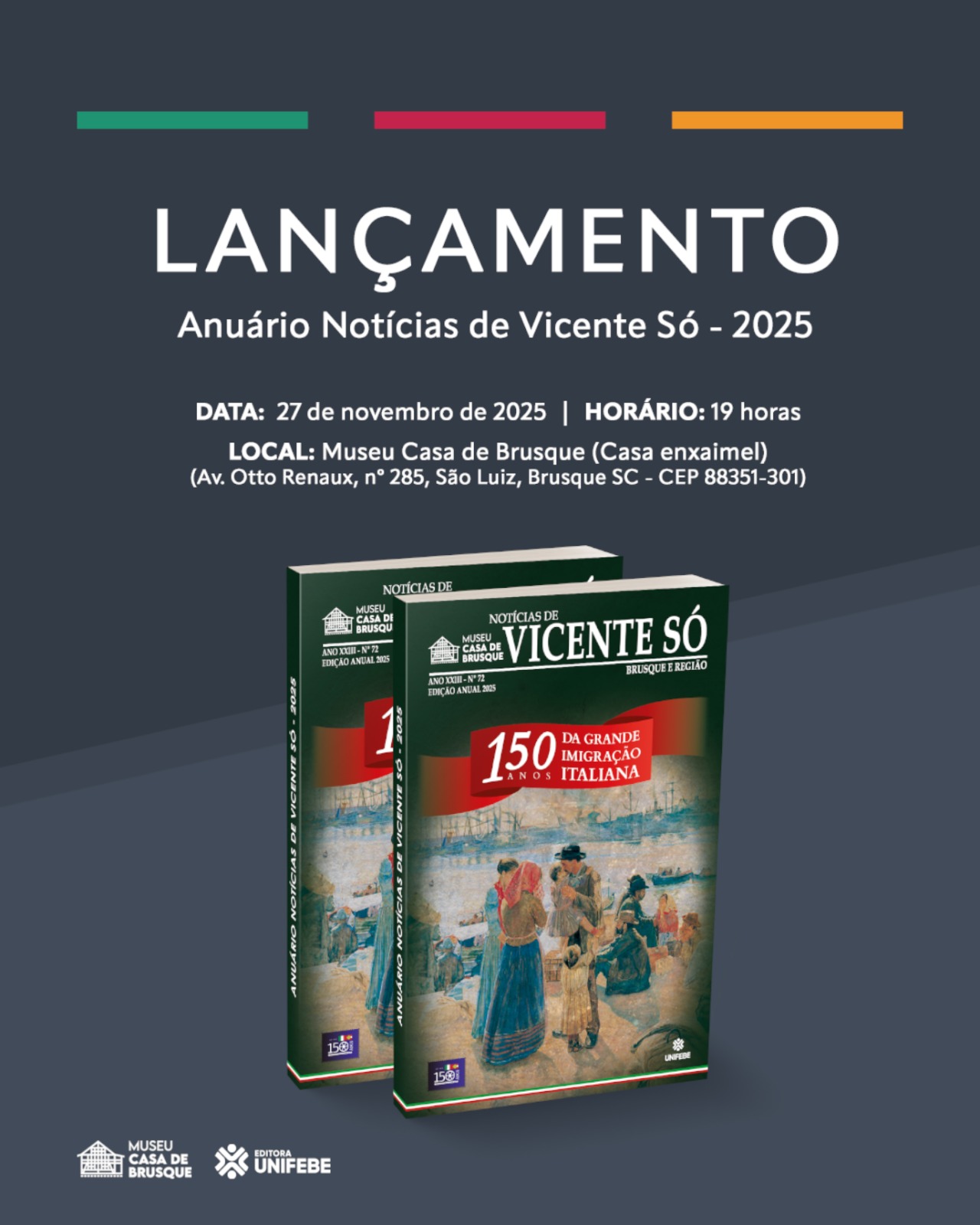 Museu Casa de Brusque lança Anuário Notícias de Vicente Só 2025