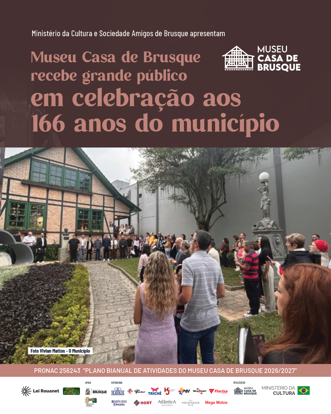 Museu Casa de Brusque recebe grande público em celebração aos 166 anos do município