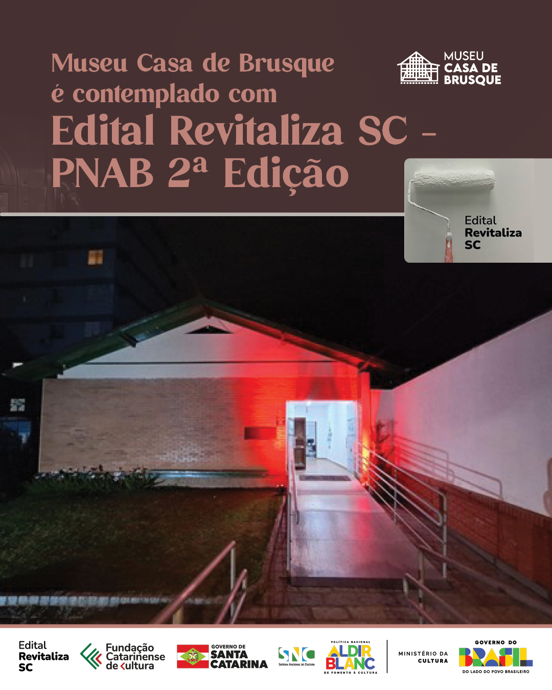 Museu Casa de Brusque é contemplado com Edital Revitaliza SC - PNAB 2ª Edição