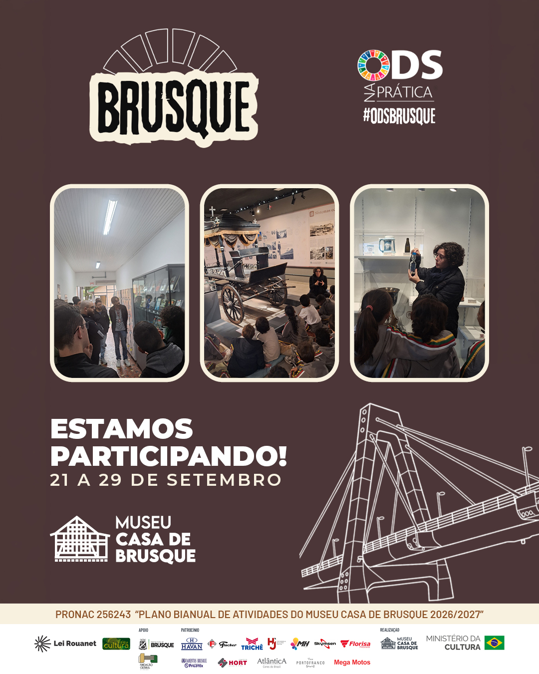 Museu Casa de Brusque participa da Semana ODS na Prática com ações de educação, memória e inclusão
